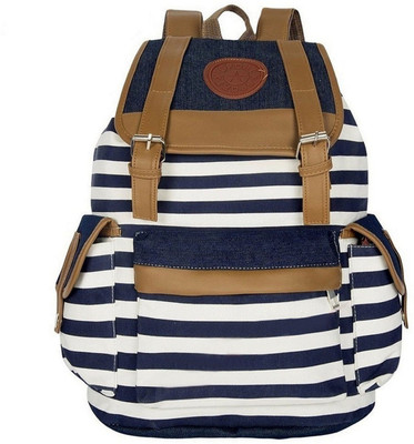 

Zureni Canvas School Bag Travel Backpack Cute Stripe laptop Rucksack Bag Women Cute Stripes Pattern Canvas Backpack Girl Fashion 20.0 L Backpack(Blue)