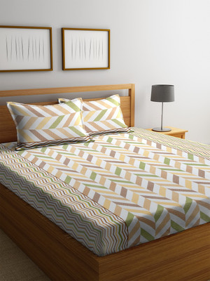 

Cortina 104 TC Cotton Double Abstract Bedsheet(Pack of 1, Brown)