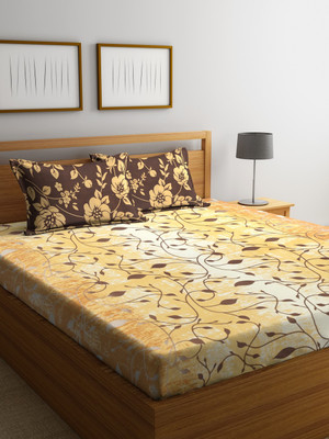 

Cortina 104 TC Cotton Double Floral Bedsheet(Pack of 1, Brown)