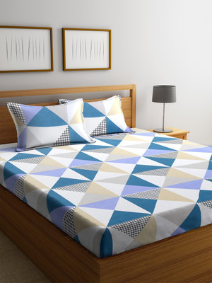 

Cortina 104 TC Cotton Double Geometric Bedsheet(Pack of 1, Purple)