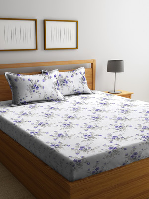 

Cortina 104 TC Cotton Double Floral Bedsheet(Pack of 1, Blue)