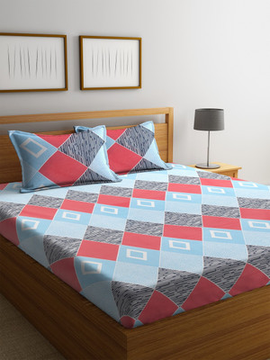 

Cortina 104 TC Cotton Double Abstract Bedsheet(Pack of 1, Blue)