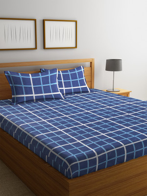 

Cortina 104 TC Cotton Double Geometric Bedsheet(Pack of 1, Blue)