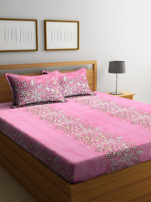 

Cortina 104 TC Cotton Double Floral Bedsheet(Pack of 1, Pink)