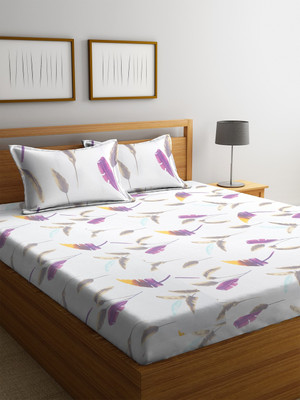 

Cortina 104 TC Cotton Double Abstract Bedsheet(Pack of 1, Maroon)