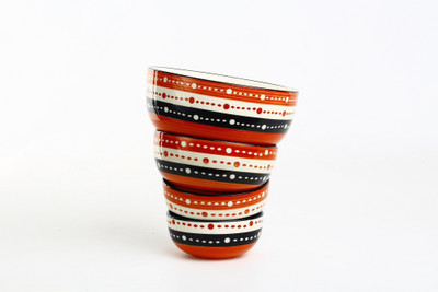 

Caffeine Handmade Dotted Pattern Multi-purpose Ceramic Bowl Set(Orange, Pack of 4)