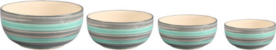 

Caffeine Serving Bowl Set Ceramic/Stoneware in Teal Illusion (1 Large, 1 Medium, 1 Semi-Medium & 1 Small Bowl) (Set of 4) Handmade by Caffeine Stoneware Bowl Set(Blue, Grey, Pack of 4)