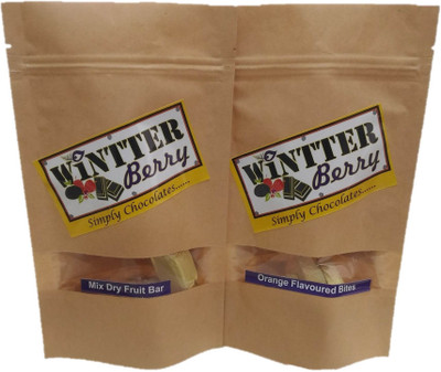 

wintter berry combo pack of milk mix dry fruit bar and orange flavored chocolates Bars(Pack of 2, 240 g)