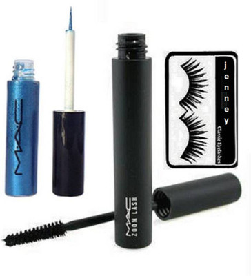 

jenney Eyelashes, Mac Zoom Lash Mascara, Blue Shade Eyeliner(Set of 3)