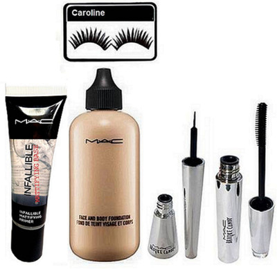 

caroline Eyelashes&Mac Face&Body Foundation&Infalliable Primer& Brooke Candy Eyeliner&Mascara(Set of 5)