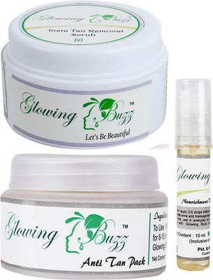 

Glowing Buzz Combo of 1 Natural Anti Tan Pack for Face, Dark Under Arms and Hands, 1 Nourishment Vitamin E Oil and Herbal Anti Tan Scrub(Set of 3)