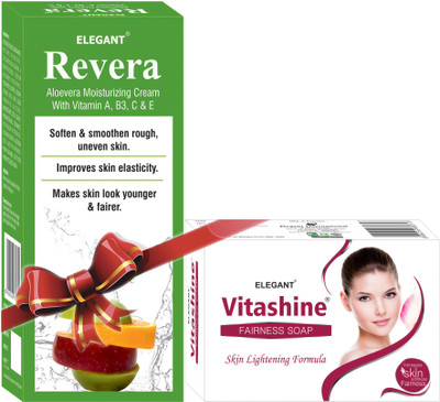 

Elegant Vitashine Fairness Soap With Revera ALoevera Moisturizing Cream 50gm(Set of 2)