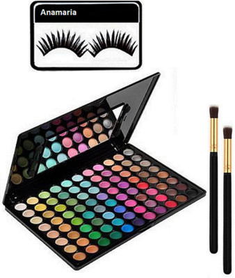 

anamaria Eyelashes & Mac 88 Shades Eyeshadow Palette With Makeup Brush 2(Set of 4)