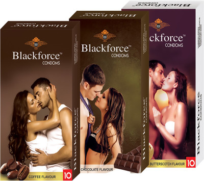 BLACKFORCE CHOCOLATE, BUTTERSCOTCH AND COFFEE Condom(Set of 3, 30S)