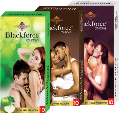 BLACKFORCE GREENAPPLE , BUTTERSCOTCH AND COFFEE Condom(Set of 3, 30S)