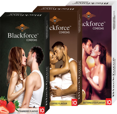 BLACKFORCE STRAWBERRY , BUTTERSCOTCH AND COFFEE Condom(Set of 3, 30S)