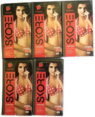 Skore STRAWBERRY PACK OF 5 Condom(Set of 5, 50S)