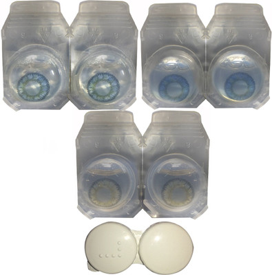 

Soft Eye sky blue dark blue and grey with case Monthly Contact Lens(0.0, sky blue, dark blue, grey, Pack of 3)
