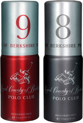 

Royal County of Berkshire Polo Club RCBPC Deo No-8 & 9 Deodorant Spray - For Men(350 ml, Pack of 2)