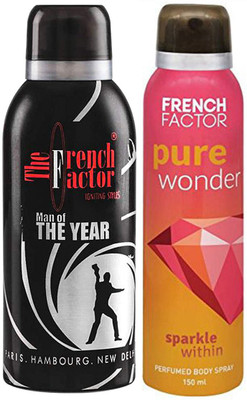 

The French actor Man of The Year and Pure Wonder Gift Set for Men and Women, 150ml - Pack of 2 Deodorant Spray - For Men & Women(150 ml, Pack of 2)