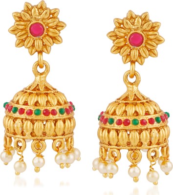 MEENAZ Matte Gold Wedding Jewellery Sets Jhumka/Jhumki Earrings For Girls Women- Jhumki earrings-321 Beads, Pearl Copper, Brass Jhumki Earring