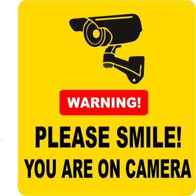 signEver Warnning Please Smile You Are On Camera Sign Sticker For Security Information Vinyl Signage Emergency Sign
