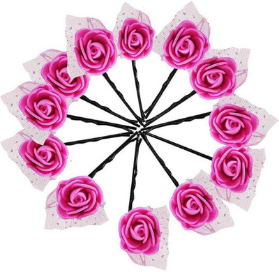 

PELO Flower Hair Accessories | Bridal Juda Hair Pins For Women’s And Girl’s Hair Pin(Pink)