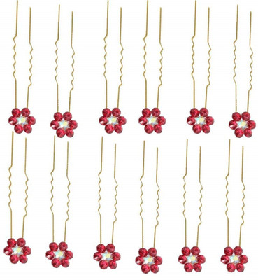 

Chooz Designer Studio Red Golds Bamboo Rose Pin Hair Clip for Women Hair Clip, Hair Pin(Red)