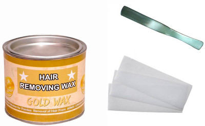 

Shopfleet Gold Hair Removal Wax(550 Gm.),50 Wax strips and 1 Steel Wax Knife Wax(3, Set of 3)