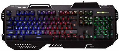 

ROQ Nk101 FPS Gaming Keyboard With 3 Color Changeable LED & 19 Anti-Ghosting Keys (Metallic Series), Black Wired USB Gaming Keyboard(Black)