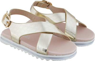 

Metro Girls Buckle Strappy Sandals(Gold, 15;gold