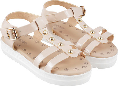 

Metro Girls Buckle Strappy Sandals(Beige, 20;beige