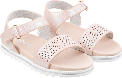

Mochi Girls Velcro Strappy Sandals(Pink, 78;light pink