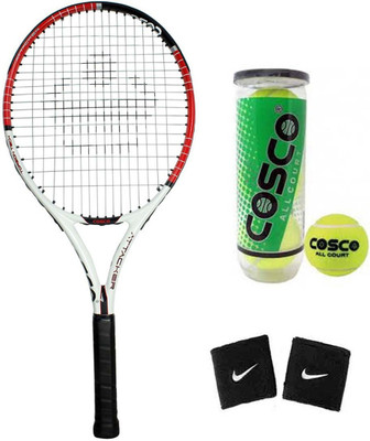 

Cosco Attacker ( Senior Size ) Tennis Racquet ( Color on Availability) with Tennis Ball " All Court " 2 Band ( Color on Availability) Tennis Kit