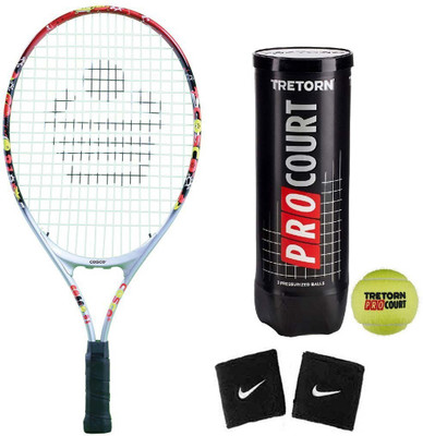 

Cosco Drive 21 ( Junior Size ) ( Age Group 4 to 6 Years ) Tennis Racquet ( Color on Availability) with Tennis Ball " Tretorn Pro Court " 2 Band Tennis Kit