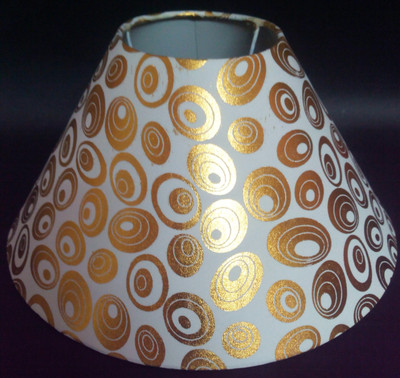 

RDC 10" Round White with Golden Polka Dots Designer - B22 Holder Ring Size Table Lamps Lamp Shade(Cotton, Plastic)