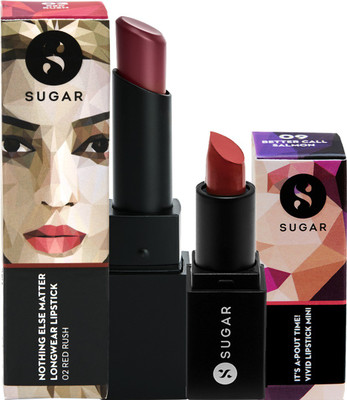 

Sugar Cosmetics Nothing Else Matter Longwear Lipstick(02 Red Rush and 09 Better Call Salmon)