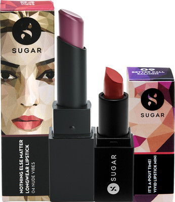 

Sugar Cosmetics Nothing Else Matter Longwear Lipstick(04 Nude Vibes and 09 Better Call Salmon)