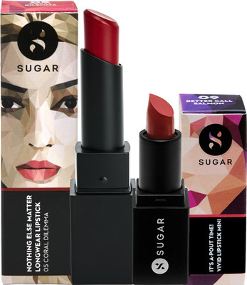 

Sugar Cosmetics Nothing Else Matter Longwear Lipstick(05 Coral Dilemma and 09 Better Call Salmon)