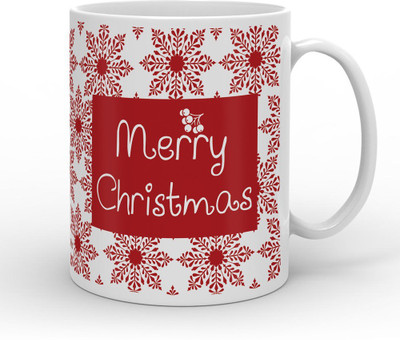 

Indigifts Snow Flakes Merry Christmas Printed Red Ceramic (330 ml) ( Xmas Gift For Her, Him, Boy, Girl, Dad, Mom, Friends, Family ) - Christmas Decorations Ceramic Mug(330 ml)