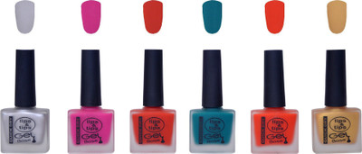 

Lips & Tips Premium Collection Nail Polish Pack of 6, Velvet Matte Nail Enamels Silver, Magenta, Tomato Red, Green, Orange, Golden(Pack of 6)