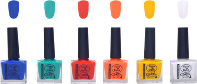 

Lips & Tips Premium Collection Nail Polish - Combo Set of 6 Exclusive Nail enamels - Royale Blue, Teal, Smokin' Red, Neon Orange, Dirty Yellow, White Multi(Pack of 6)