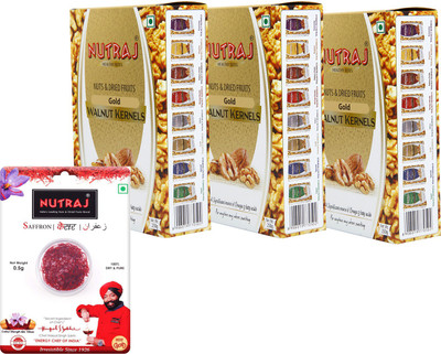 

Nutraj Gold Walnut Kernel 250 g Each (Pack of 3) & 0.5 g Saffron, Walnuts(750 g, Box)