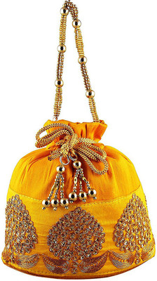 

Dms Retail Rajasthani Potli Bag For Wedding For Women And Girls Yellow Potli(Yellow)