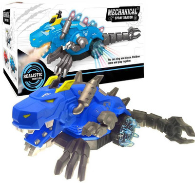 

BM Pop Spray Dinosaur Dragon Function Electric Toys With Music Electronic Robot Pe(Blue)