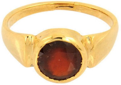 Jaipur Gemstone Natural Lab Certifed Gomed Gold Plated Ring Stone Garnet Gold Plated Ring