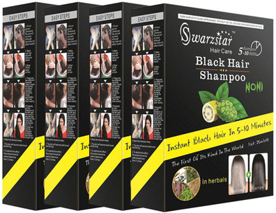 

Swarzstar BLACK HAIR COLOUR SHAMPOO -4 4 BOX IN 20 POUCH(500 ml)