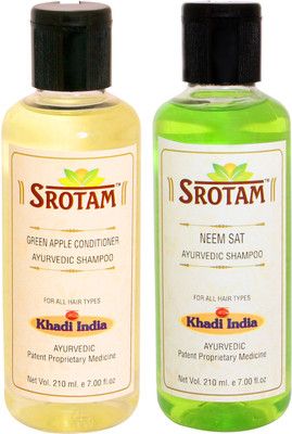 

Srotam Green Apple Conditioner Shampoo AND Neem Sat Shampoo- ( Set of 1 Bottle Each 210 ML)(420 ml)