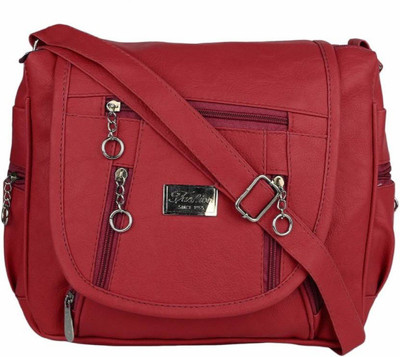 SAHAL Girls Casual Maroon PU Sling Bag