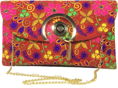 

VeePlay Women Evening/Party, Casual Red, Multicolor Brocade Sling Bag, Multicolor;red